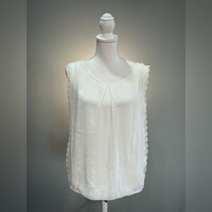 White AB Studio Layered Sleeveless Blouse Size M EUC